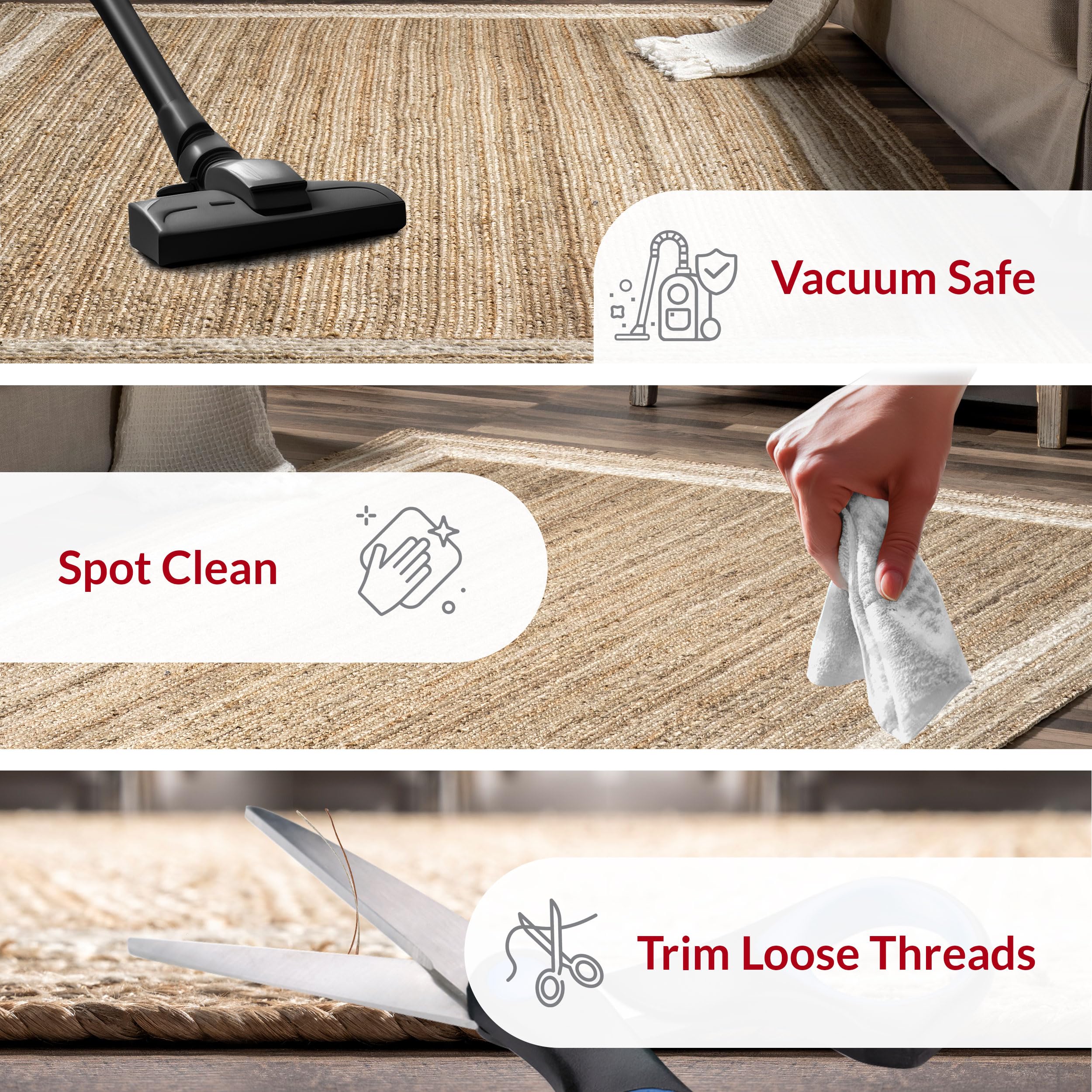 Nuloom Rikki Off-White/Natural, 2'6" x 6', Coastal Braided, Jute, Soft and Textured, High Traffic, Stain Resistant, Easy Clean, Durable Runner for Bedroom, Living Room, Dining, Foyer, Entryway