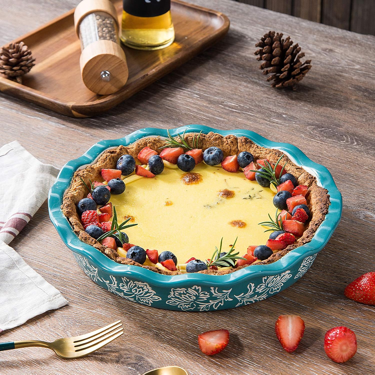 Wisenvoy Ceramic Pie Pan - Non-Stick Deep Dish Baking Plate for Perfect Pies | 9-Inch Size