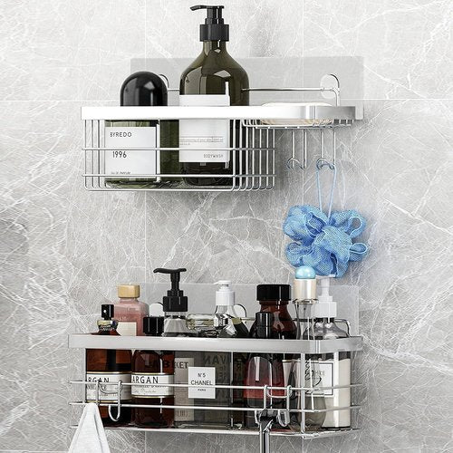 KESOL Shower Caddy - Wall-Mounted Organizer with Hooks | Rustproof SUS304 Stainless Steel (2 Pack)