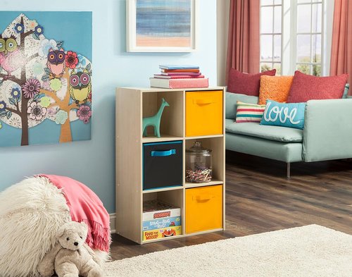 ClosetMaid Cubeicals 6-Cube Storage Shelf Organizer - Stackable Wood Bookshelf in Birch Finish