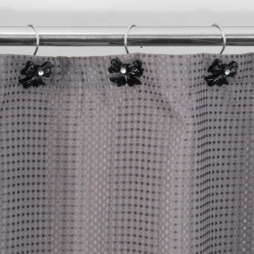 Black Decorative Shower Curtain Hooks: Cute Bow Knot Shaped Rustproof Stainless Steel Shower Curtain Rings for Holiday Bathroom Décor - Chic Bathroom Accessories & Gift Set for Girls Kids Women