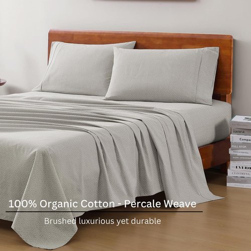 LANE LINEN Organic Cotton Twin Bed Sheet Set - Soft, Breathable, Temperature Regulating | Snowdrop