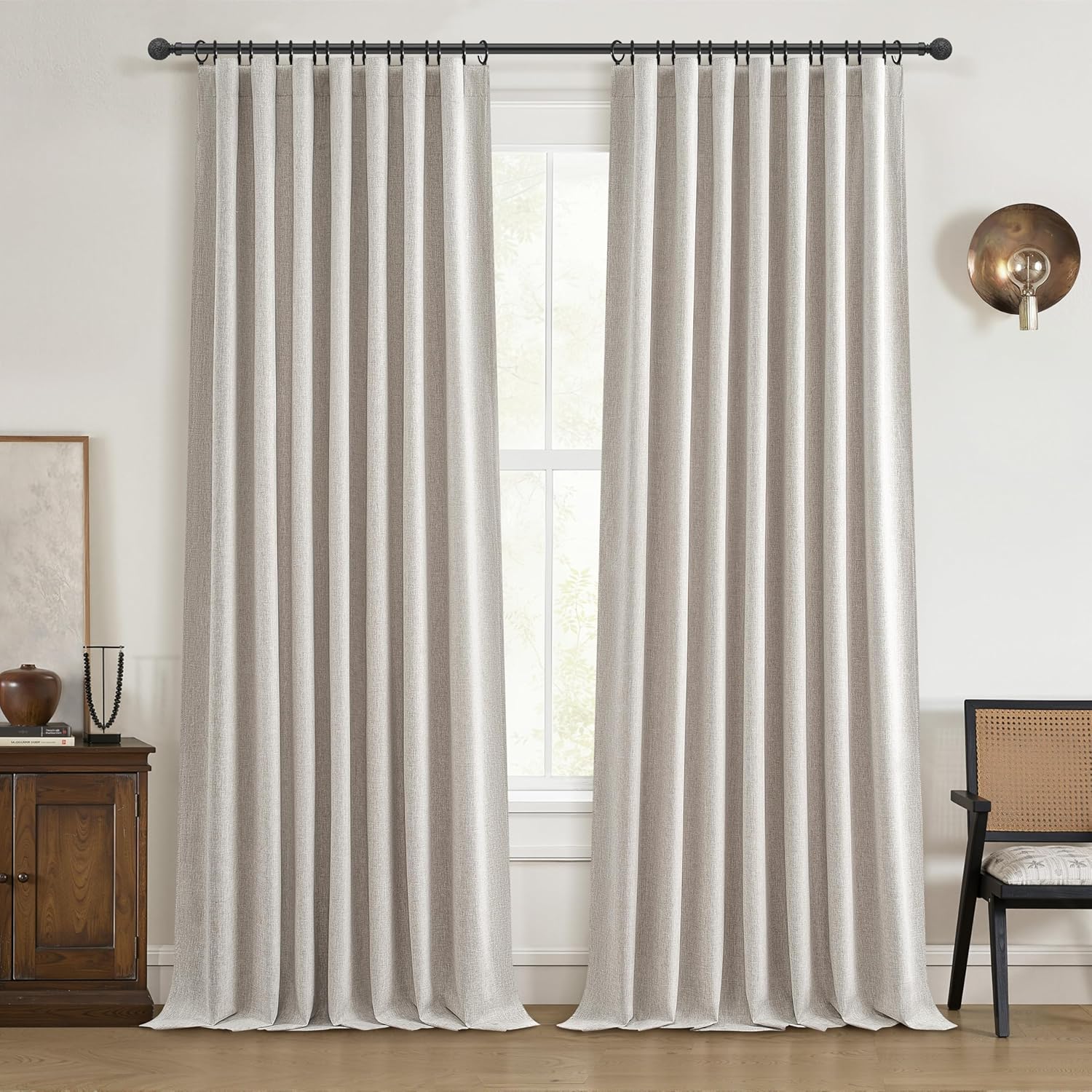 Skiennix 100% Blackout Curtains - 84 Inch Length, Thermal Insulated, Natural Ivory | 2 Panels Set for Bedroom & Living Room