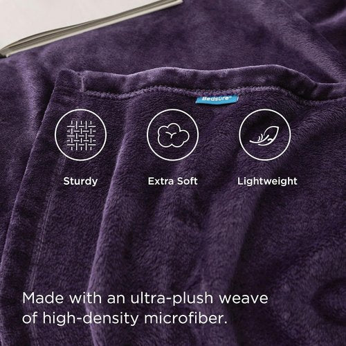 Bedsure GentleSoft Fleece Bed Blanket - Oversized Luxury Microfiber in Purple, 120x120 Inches for Cozy Home Decor