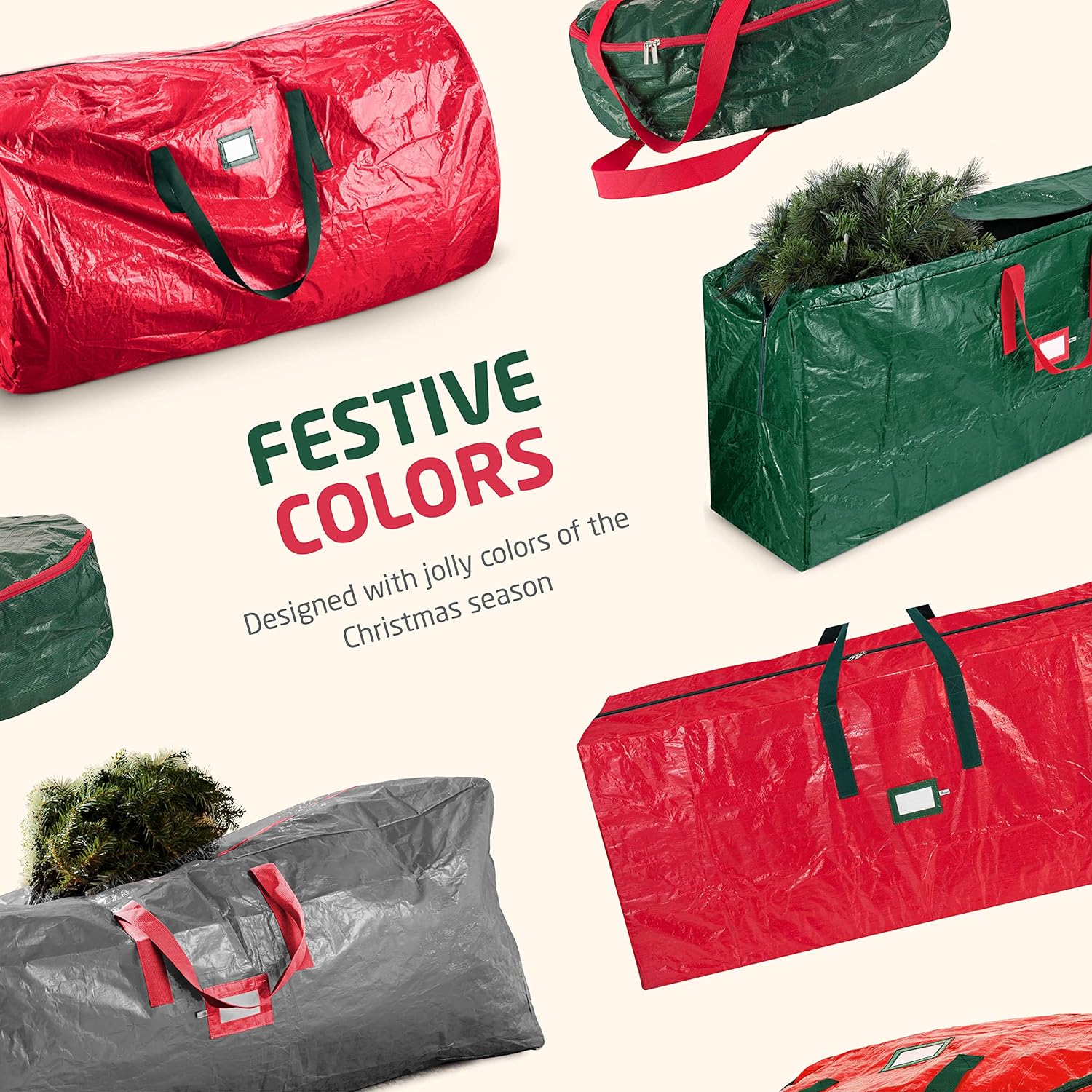 Zober Christmas Tree Storage Bag | Fits 9 Ft Artificial Trees - Waterproof, Durable Design - Green (Pack of 2)