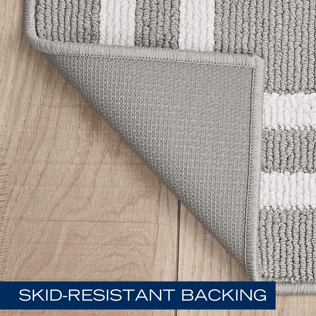 Nautica – Runner Rug | Indoor Runners for Hallways and Entry Rugs| Non-Slip and Non-Skid Entry and Kitchen Door Mat| Machine Washable Entryway Carpet Rugs |26” x 96” |Double Line Light Grey