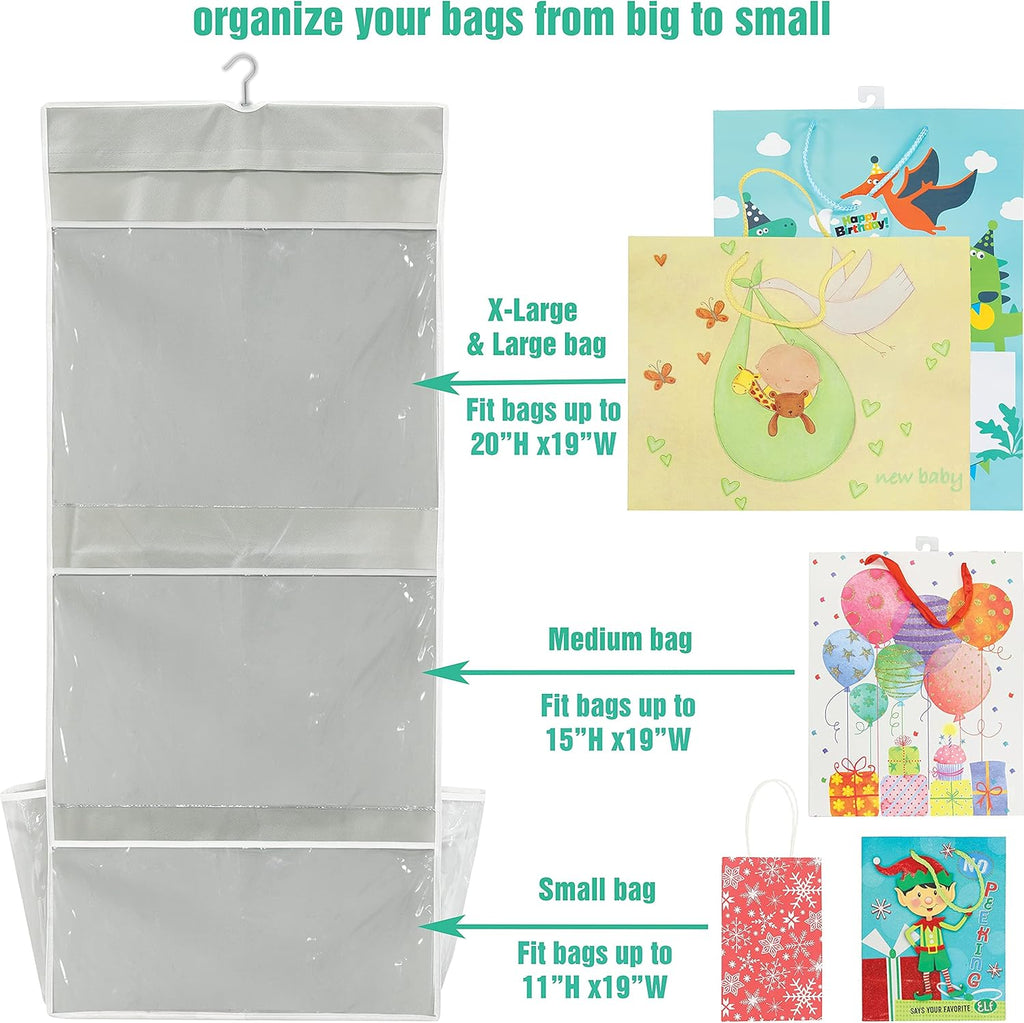 Simple Houseware Gift Wrap Organizer - Double-Sided Storage Pockets, Gray | Set of 1