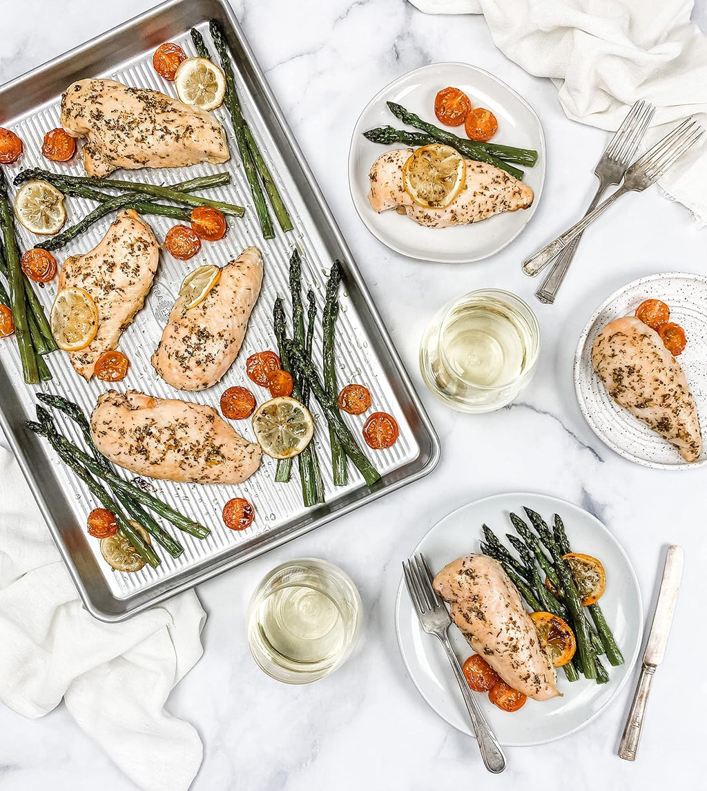 USA Pan Bakeware Half Sheet Pan Set - Durable Aluminized Steel Baking Sheets (Set of 2)