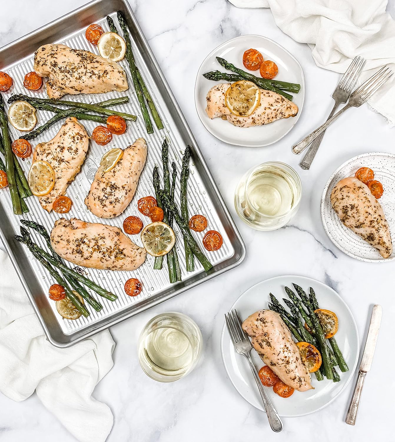 USA Pan Bakeware Half Sheet Pan Set - Durable Aluminized Steel Baking Sheets (Set of 2)