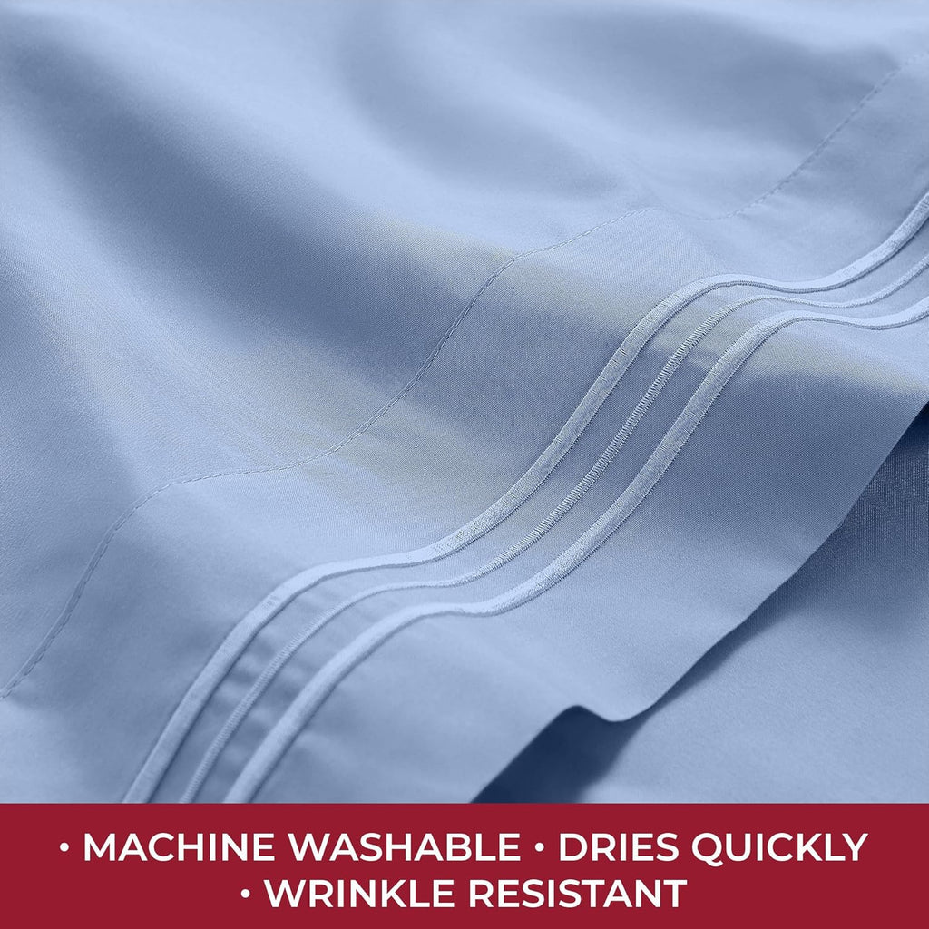 Mellanni RV Short Queen Sheets - Iconic Collection Luxury Bedding | Extra Soft, Cooling, Deep Pocket (Sky Blue)