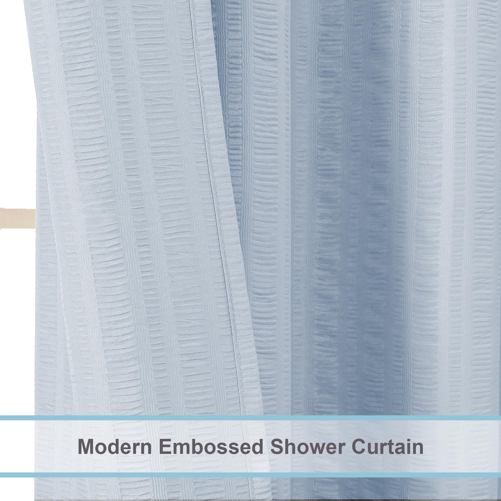Aiyufeng Light Blue Shower Curtain for Bathroom, Embossed Textured Fabric Shower Curtain for Bathroom - Soft Cloth & Hotel Spa, Machine Washable, 72X72, Glacier Blue