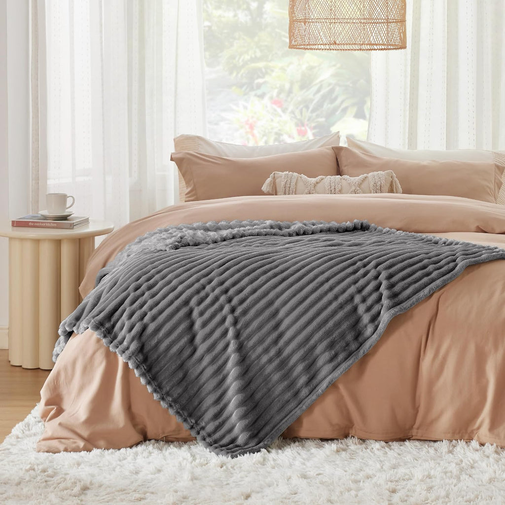 Bedsure GentleSoft Twin Blanket - Cozy Frost Gray Throw for Women | Soft and Stylish 66x90 Inches