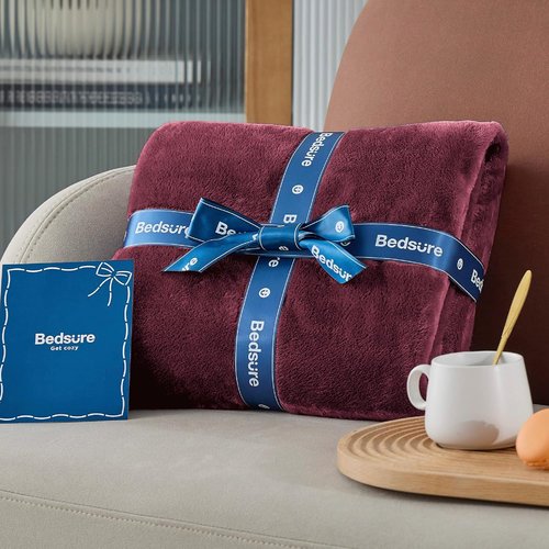 Bedsure GentleSoft Fleece Throw Blanket - Cozy Burgundy Red 300GSM Plush for Couch & Bed, 50x60 Inches