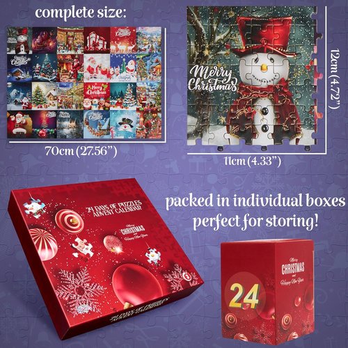 KreativeKraft Puzzle Advent Calendar 2025 - Fun Christmas Countdown with 24 Mini Puzzles for All Ages