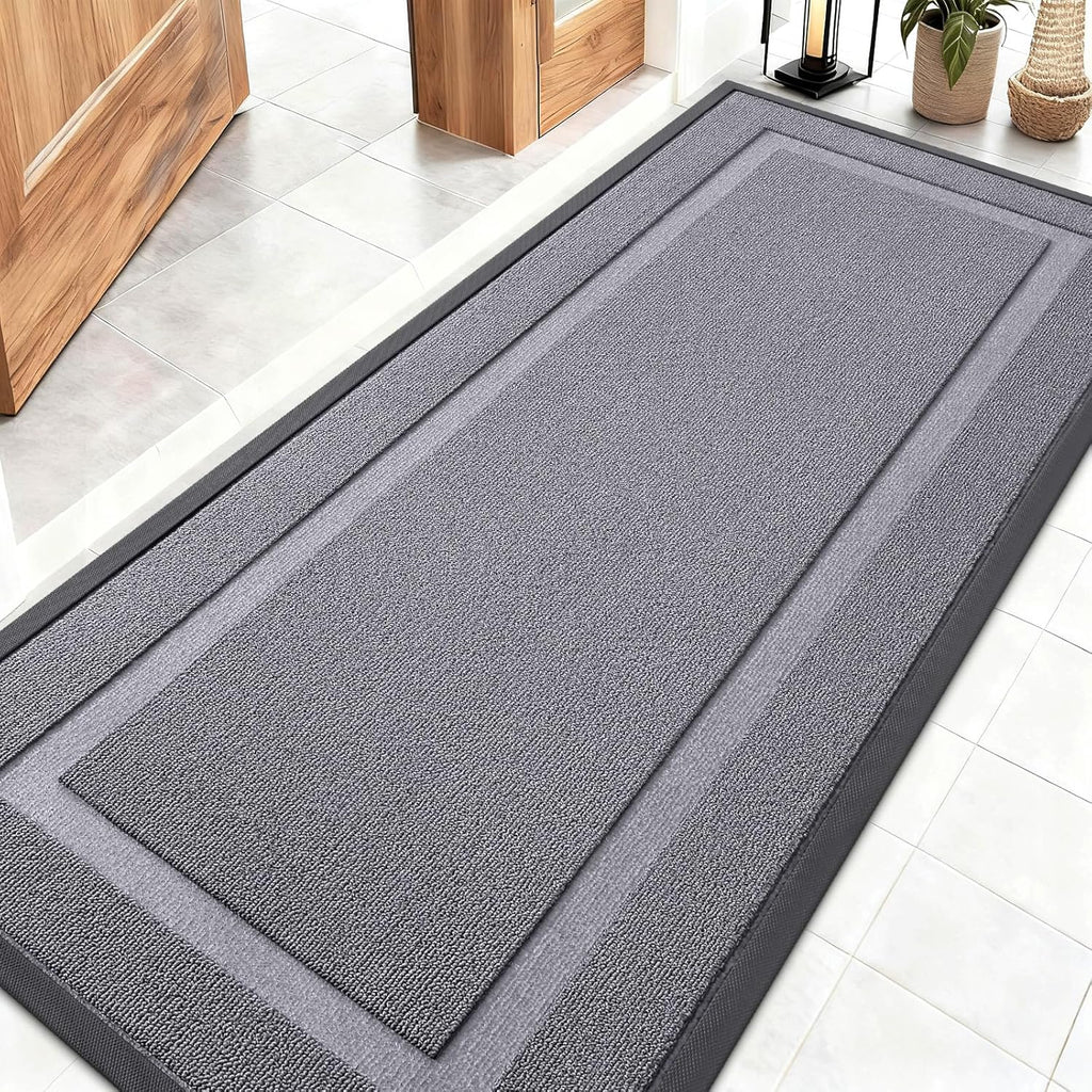 OLANLY Indoor Outdoor Front Door Mat - Waterproof All-Weather Doormat, Sturdy Rubber, 59x23, Classic Gray