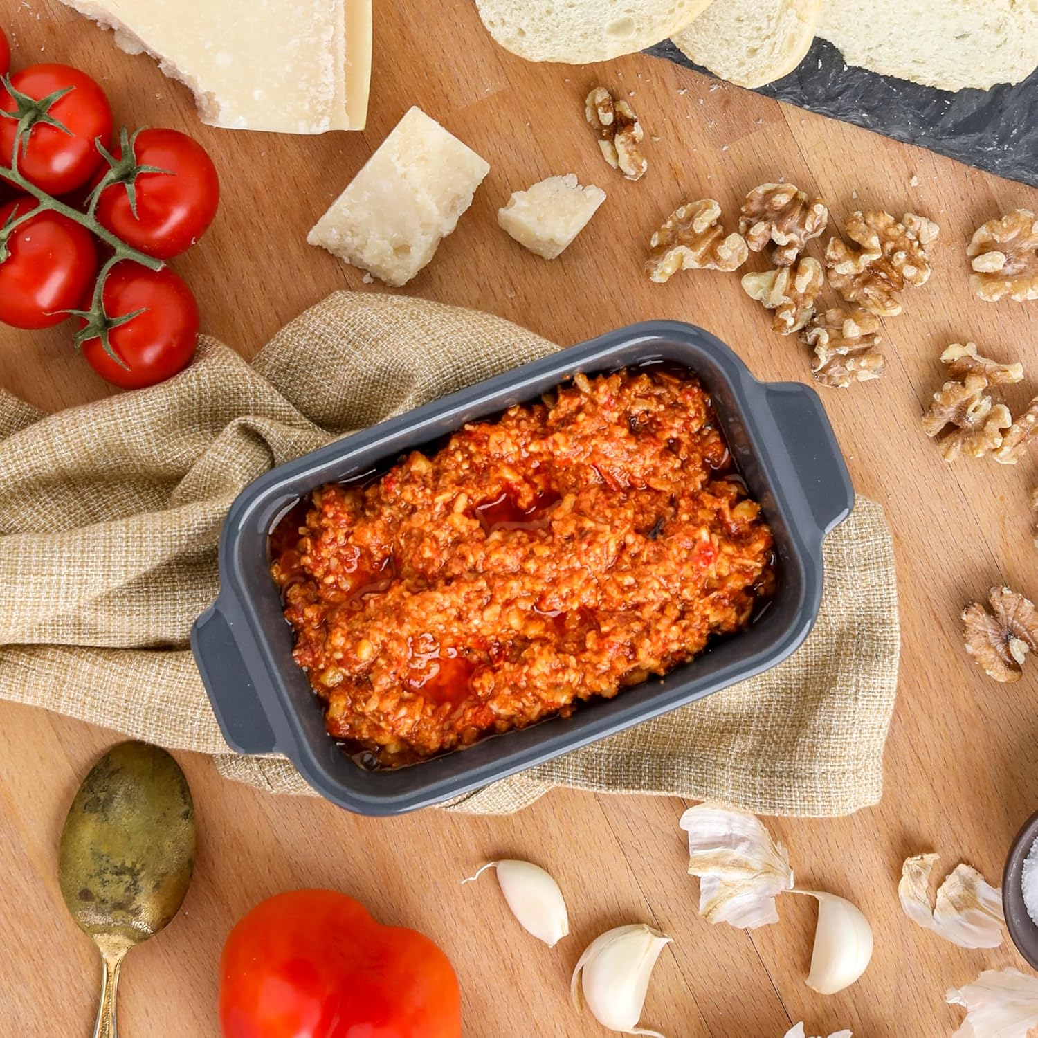 Souper Cubes Stoneware Baking Dishes - Premium Mini Ceramic Set of 4 with Silicone Covers | 5" x 3" - Charcoal, Made in USA