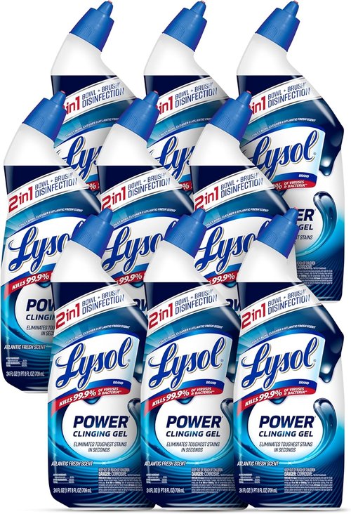 Lysol Toilet Bowl Cleaner - Max Strength Clinging Gel for Instant Stain Removal | 24 oz (9 ct)