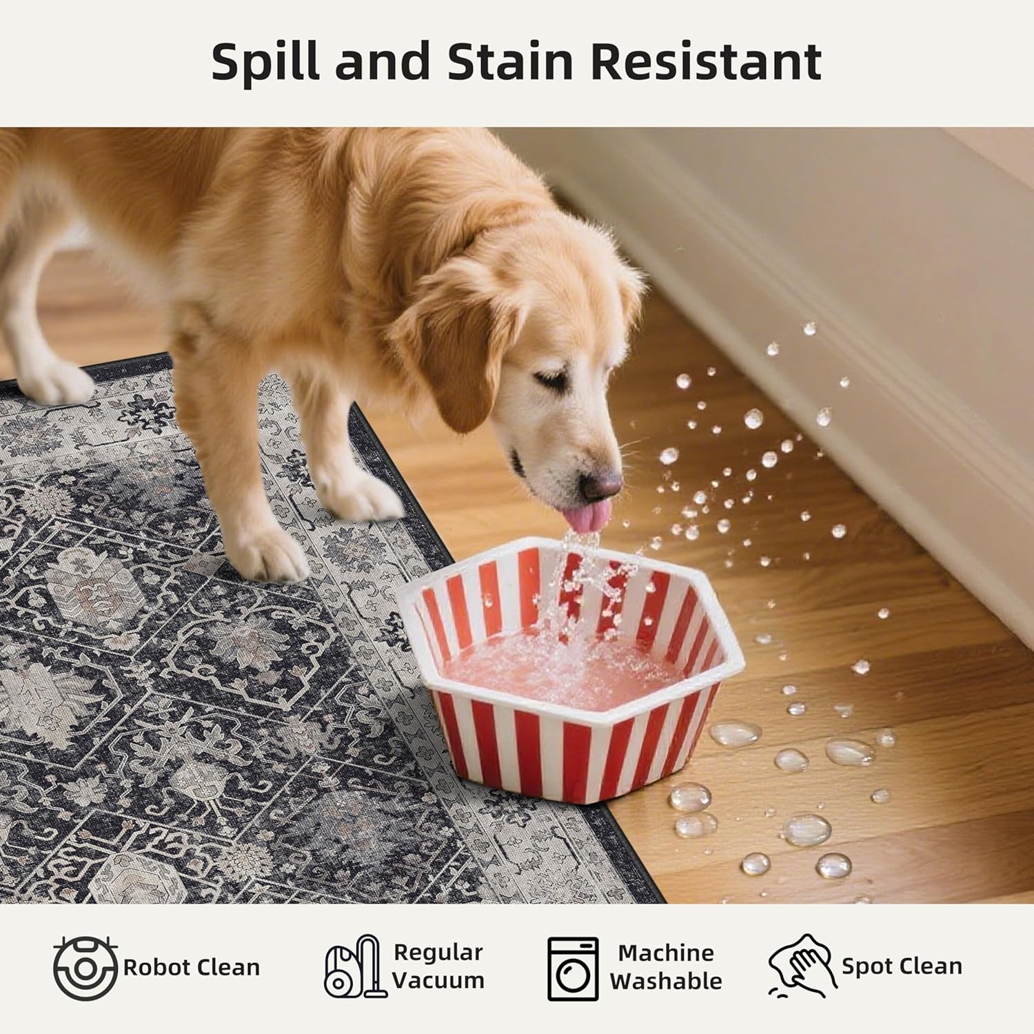 Skiennix Kitchen Rug Set - Farmhouse Washable Non-Slip Mats for Sink & Stove | Soft Cozy Runners (2x3, 2x4, 2x5, Black)