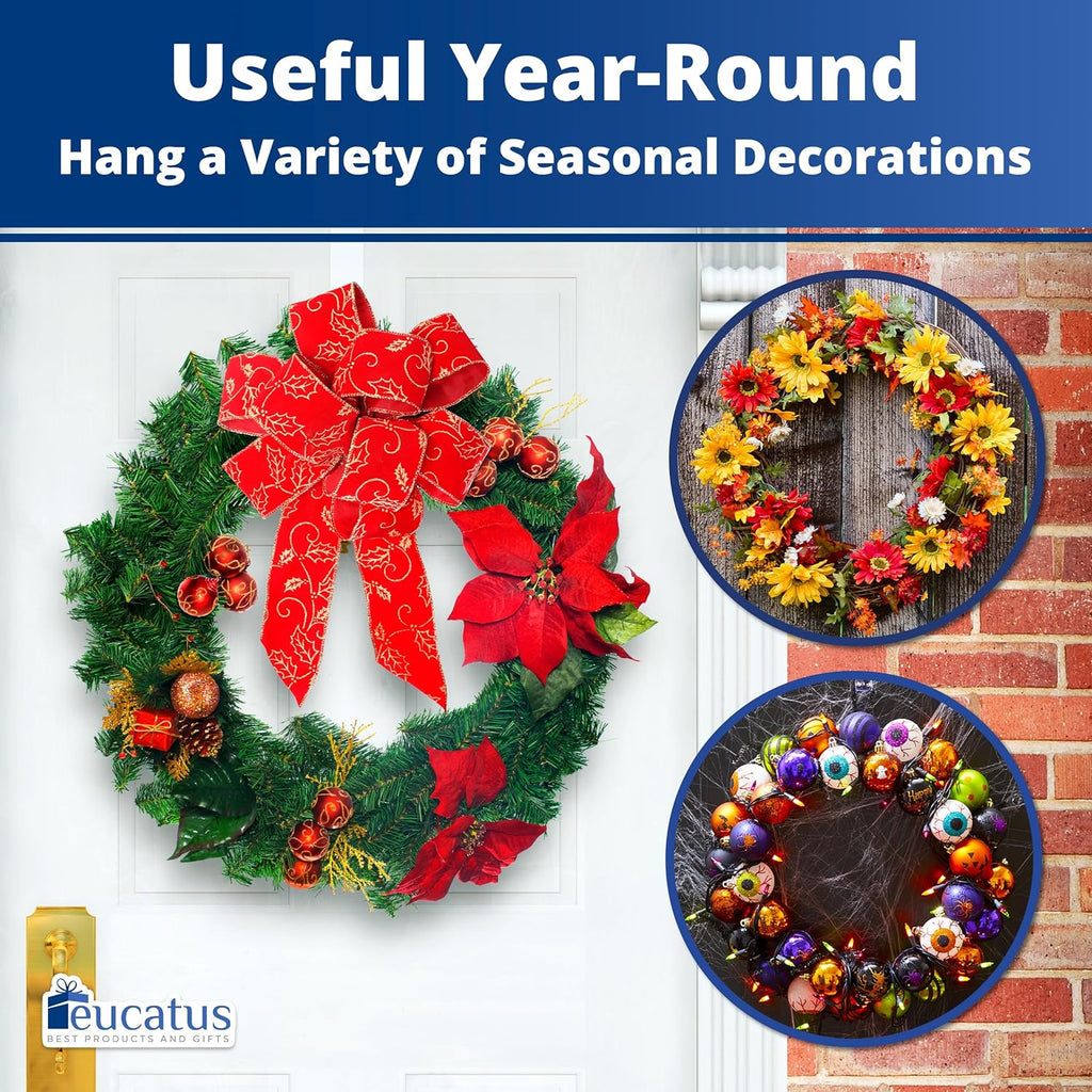 Skiennix 12-Inch Clear Wreath Hanger - Non-Scratch Design for Indoor/Outdoor Holiday Decor