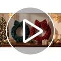 Christmas Velvet Wreath with Bow 14 Inch Front Door Decor in Red - Holiday Home Decoration
