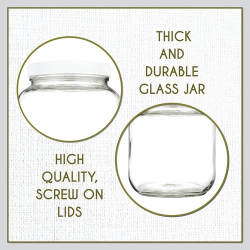 kitchentoolz Half Gallon Mason Jar 64oz – 4 Pack Wide Mouth Glass Jars with Foam-Lined Plastic Lid – Airtight Storage for Kombucha, Pickling, Canning – Big Mason Jars