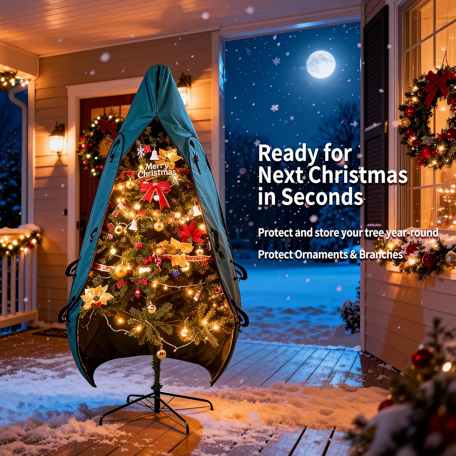 Upright Christmas Tree Bag - 9 Ft Storage Cover for 8-10 Ft Artificial Trees | Durable Protection