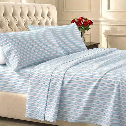 California Design Den Twin XL Cotton Sheets Set - 100% Soft Cotton, 400 Thread Count, Award-Winning Cape Stripe Blue
