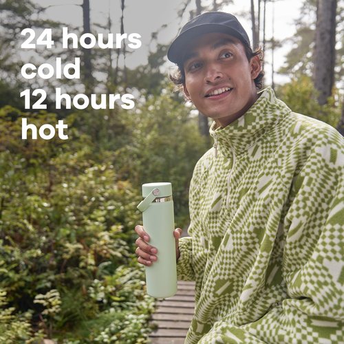 Hydro Flask Water Bottle - Insulated Stainless Steel - Wide Mouth Flex Lid, Non Spill, Leakproof and Refillable in 20 Oz Aloe Green