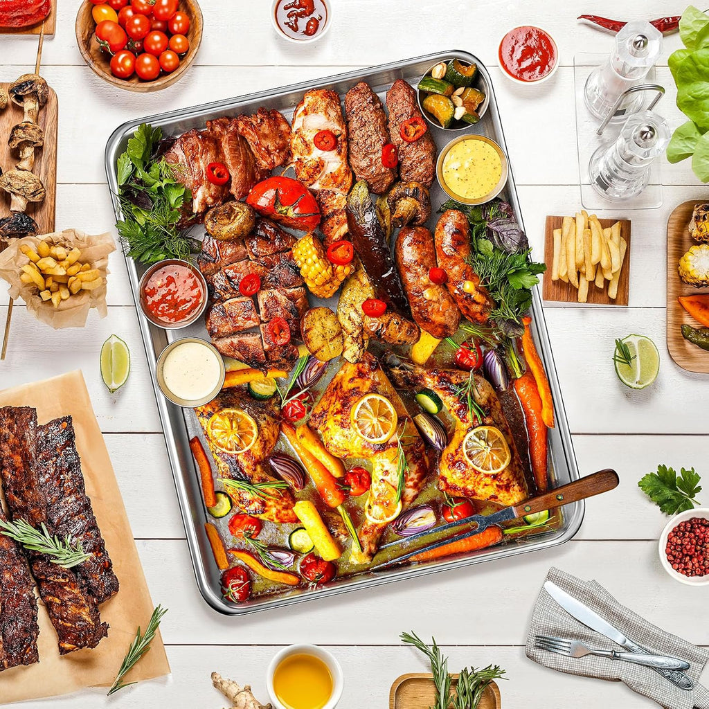 Skiennix Extra Large Stainless Steel Baking Sheet - Nonstick, Warp Resistant, Dishwasher Safe (20" x 14" x 1")