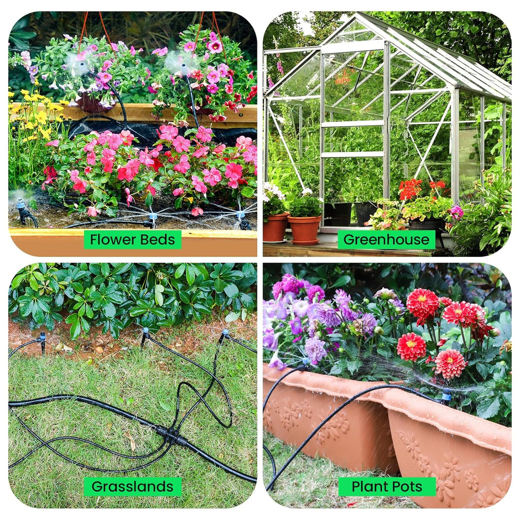 MIXC Drip Irrigation System Kit - 230FT Automatic Garden Watering with Adjustable Nozzles & Sprinklers