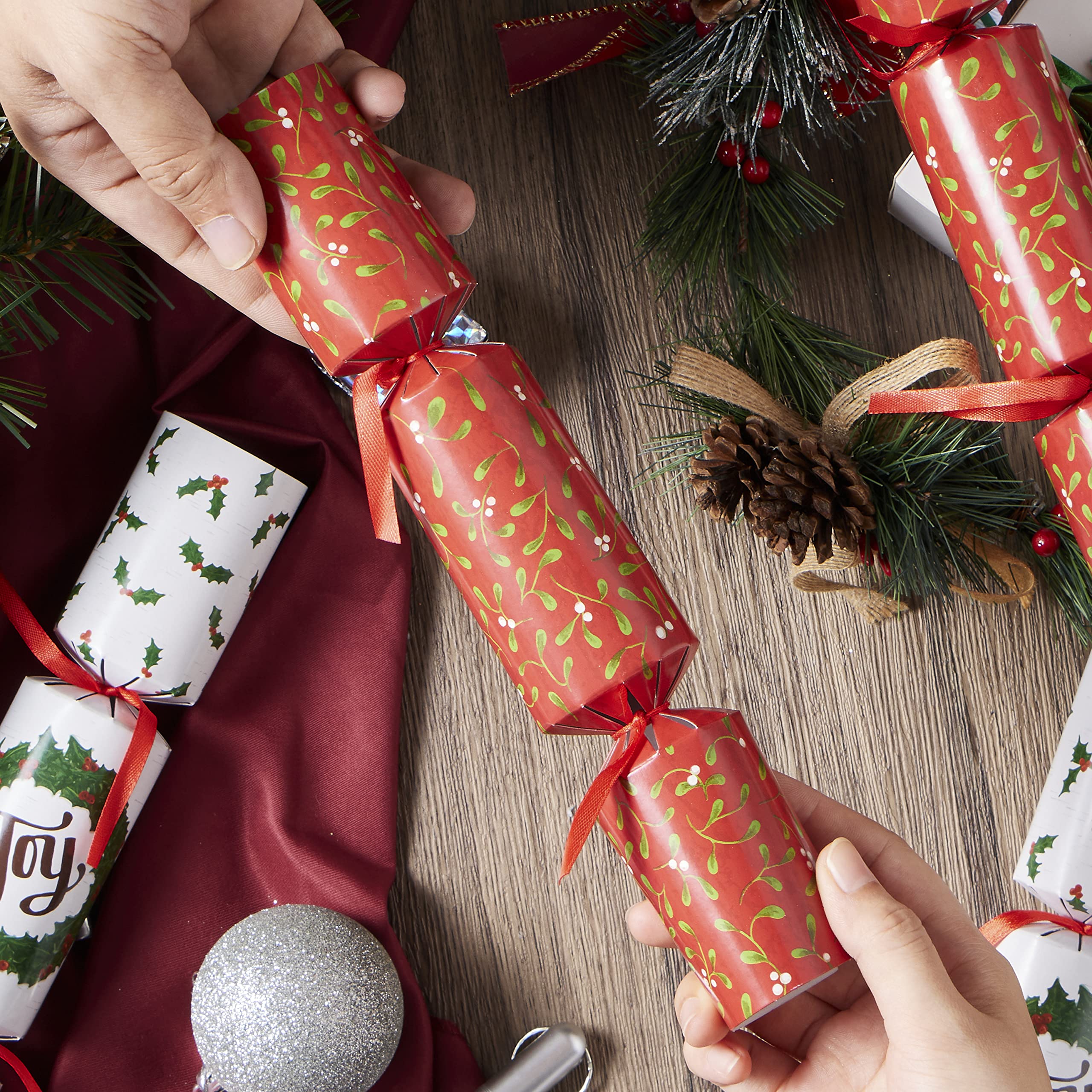 JOYIN 10 Pack Christmas Non-Snap Party Favor, Classic Table Favor Includes Party Hat, Jokes & Gifts, Christmas Table Decorations for Holiday Dinner Traditions Party Supplies