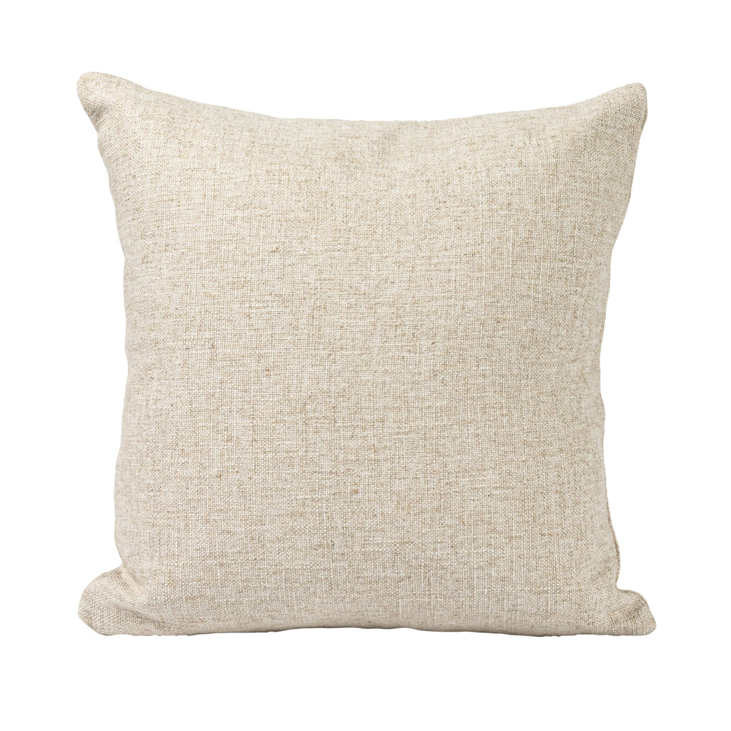 16" Square Linen Blend Printed Pillow with Frog and The Kissing Booth is Closed Text Prints and French Knots, Natural and Green