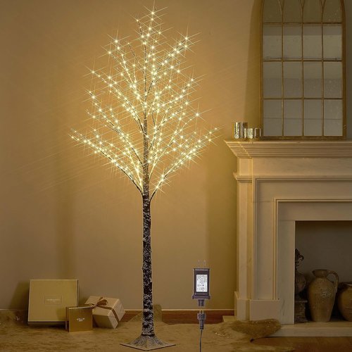 LITBLOOM 6FT Lighted Flocked Christmas Tree - 330 LED Fairy Lights for Indoor/Outdoor Holiday Decor