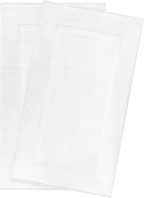 Cotton Paradise 100% Cotton Bath Mats - Soft, Absorbent, Quick-Dry | Set of 2, 20x34 Inches, White