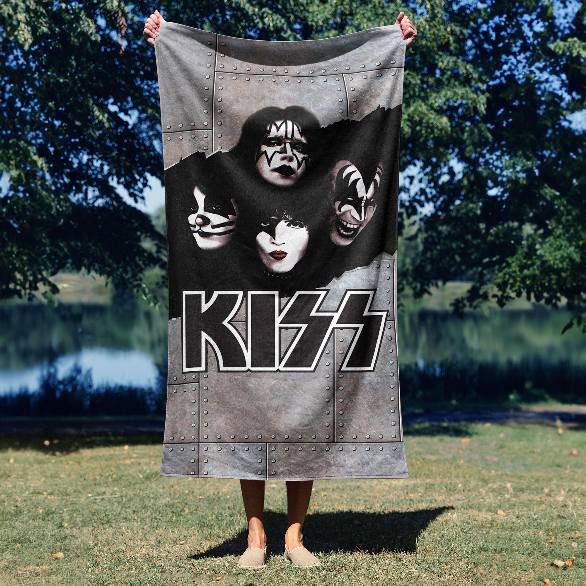 Northwest KISS Breakout Beach Towel, Rock and Roll Pool and Bath Towel, Soft and Absorbent, Quick Dry, 30 x 60 inches