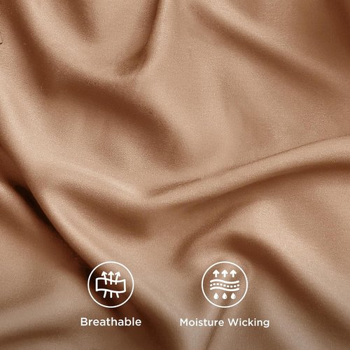 Bedsure Cooling Sheets - Twin XL Bamboo Rayon, Breathable & Soft, Deep Pocket Up to 16 Inches, Khaki