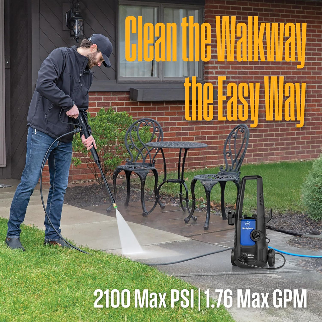 Westinghouse ePX3050 Electric Pressure Washer - 2100 Max PSI, 1.76 GPM, Foam Cannon & Turbo Nozzle for Cars, Patios & More