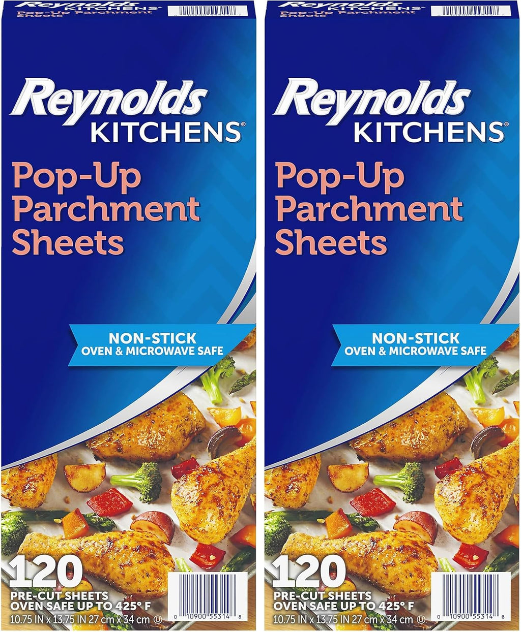 Reynolds Kitchens Parchment Paper Sheets - 10.7x13.75 Inch, 120 Sheets | Convenient Pop-Up Design