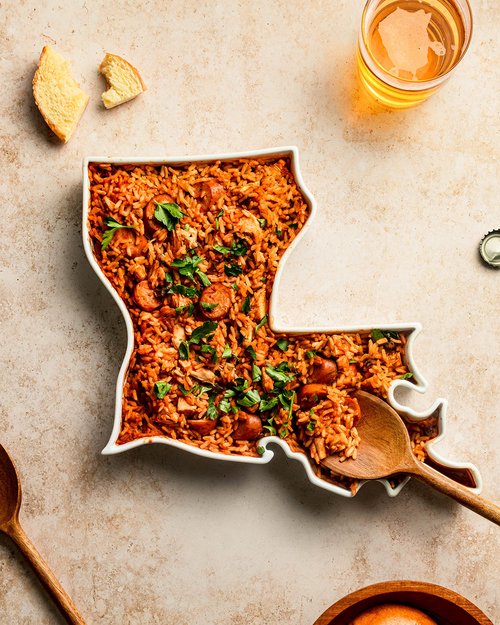 FIFTY UNITED PLATES Louisiana Shaped Baking Dish, Serving Platter or Decorative Tray Charming Porcelain Bakeware Oven Microwave and Dishwasher Safe