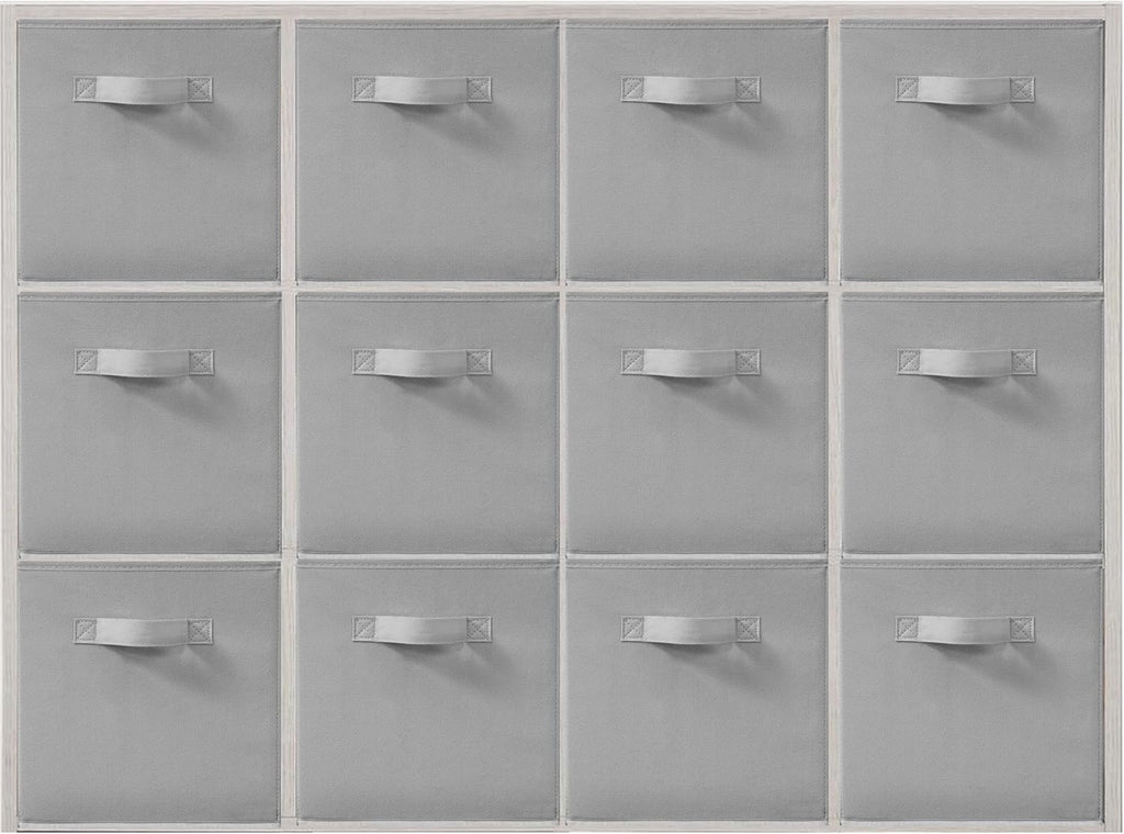 Skiennix Storage Bins - 11x11 Inch Fabric Foldable Organizer for Clothes & Blankets - Gray, 12 Pack