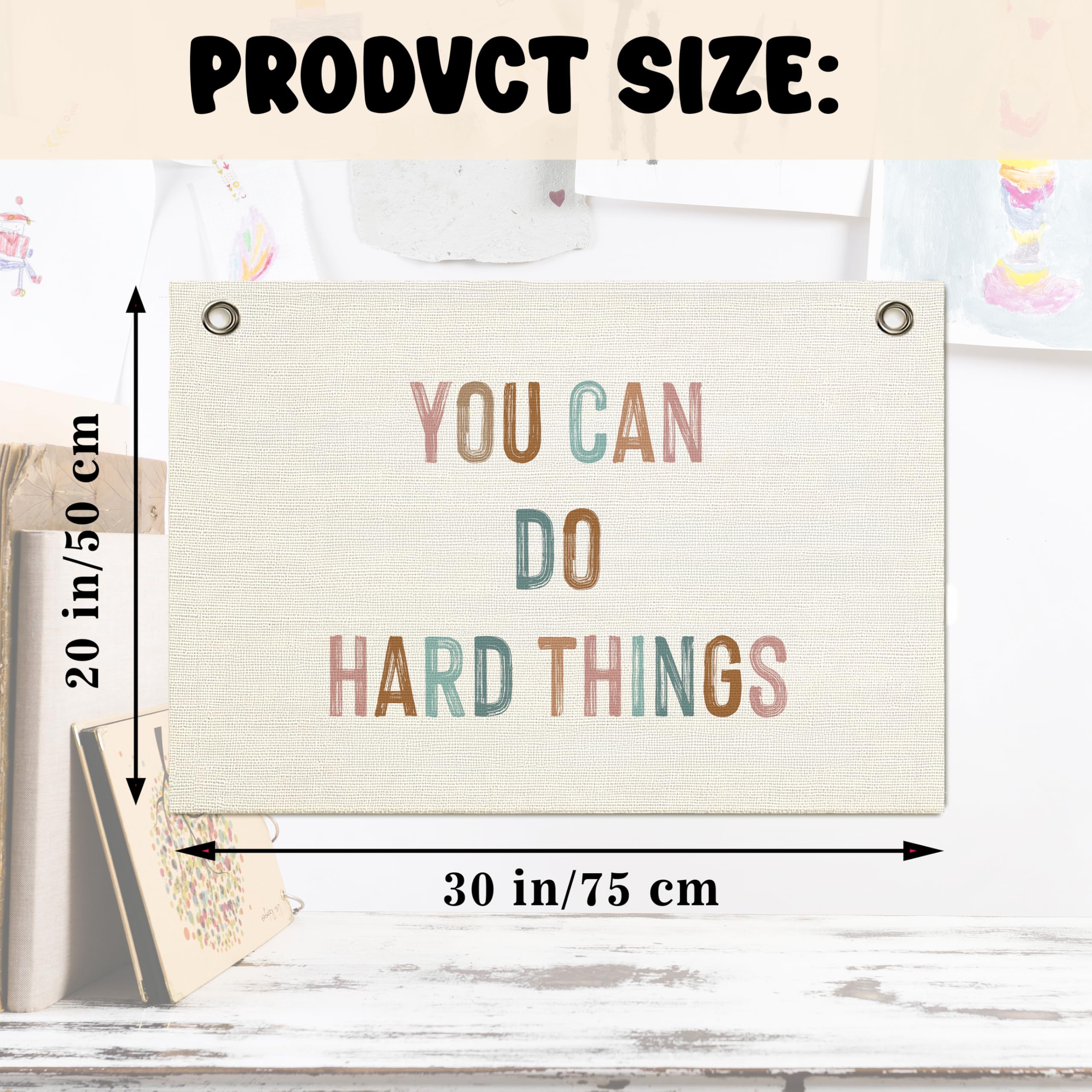 Inspirational Classroom Decor Quotes, Canvas Hanging Pennant Flag Banner Wall Poster Sign, Positive Growth Mindset Quotes for Kid's Room Decor Playroom Homeschool Nursery-It's A Beautiful Day for Learning (YOU CAN, 30x20inch)