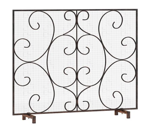 Kingson Single Panel Decorative Flat Fireplace Screen Cover Handcrafted Durable Metal Mesh, Heat-Resistant Free Standing Fireplace Spark Guard Mesh 37.8" L x 8.8" W x 30.7" H Brushed Copper