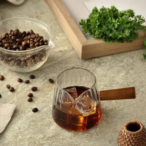 JINLIFA Espresso Cups - 6oz Glass Shot Measuring Cup with V-Shaped Mouth & Dual Markings