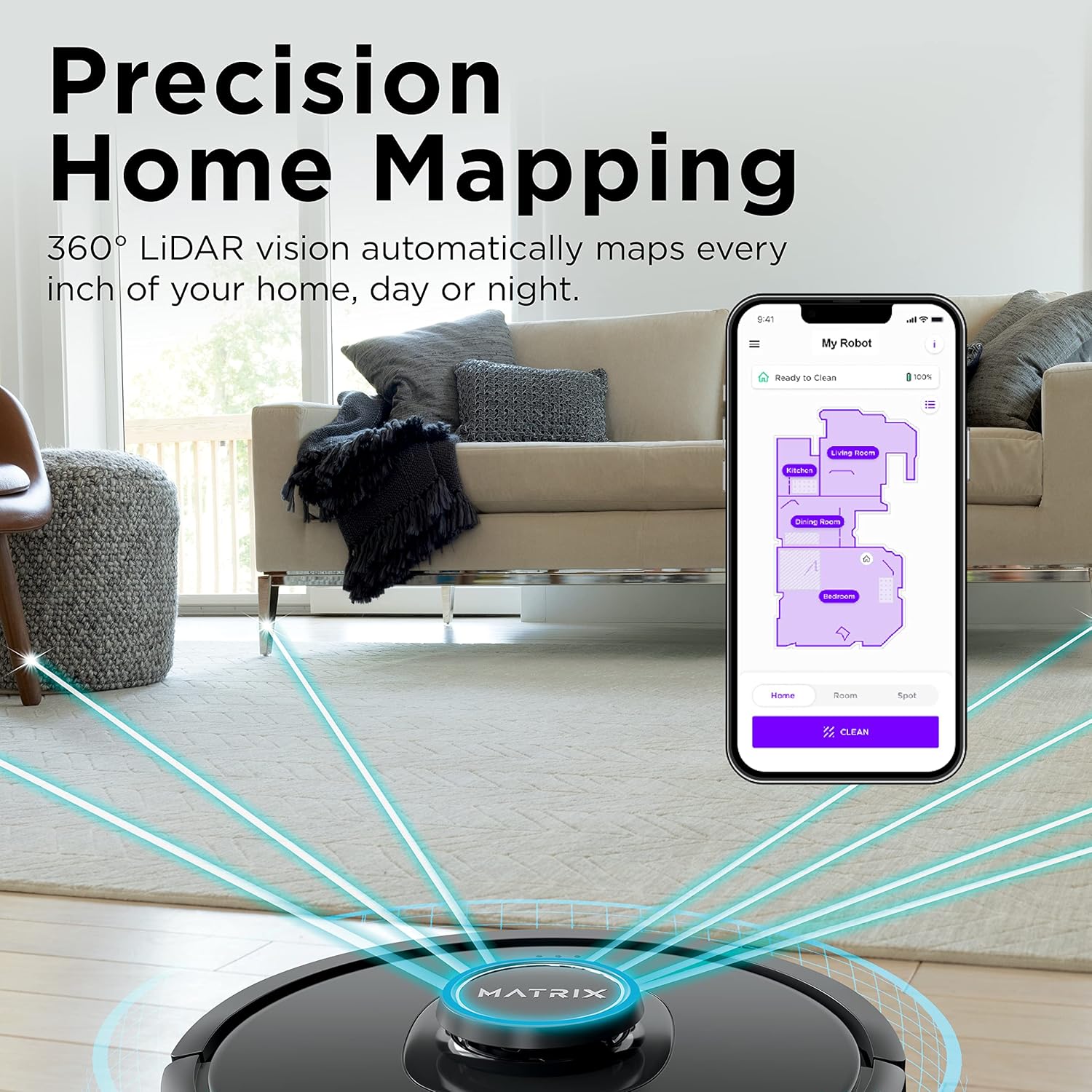 Shark RV2310 Robot Vacuum - Self-Cleaning Brushroll for Pet Hair | Precision Home Mapping, Wi-Fi, Black/Silver
