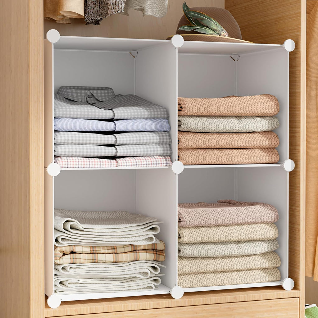 Stackable Closet Organizers by [Brand Name] - 6 Cube Storage Solution for Bathroom & Wardrobe