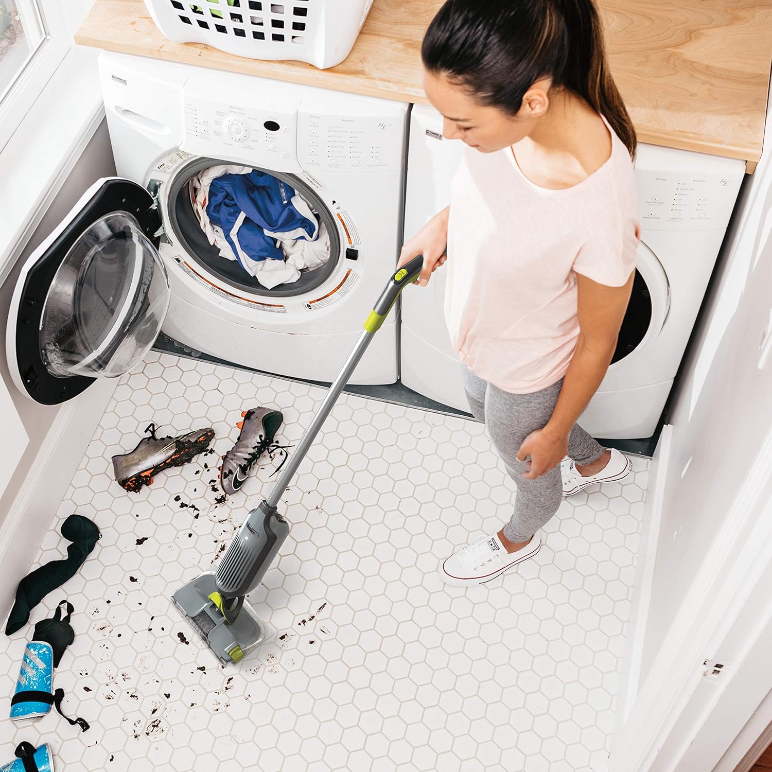 Shark VM252P10 VACMOP Pro Cordless Hard Floor Vacuum Mop - LED Headlights, 12 Pads & Cleaning Solution - Charcoal Gray