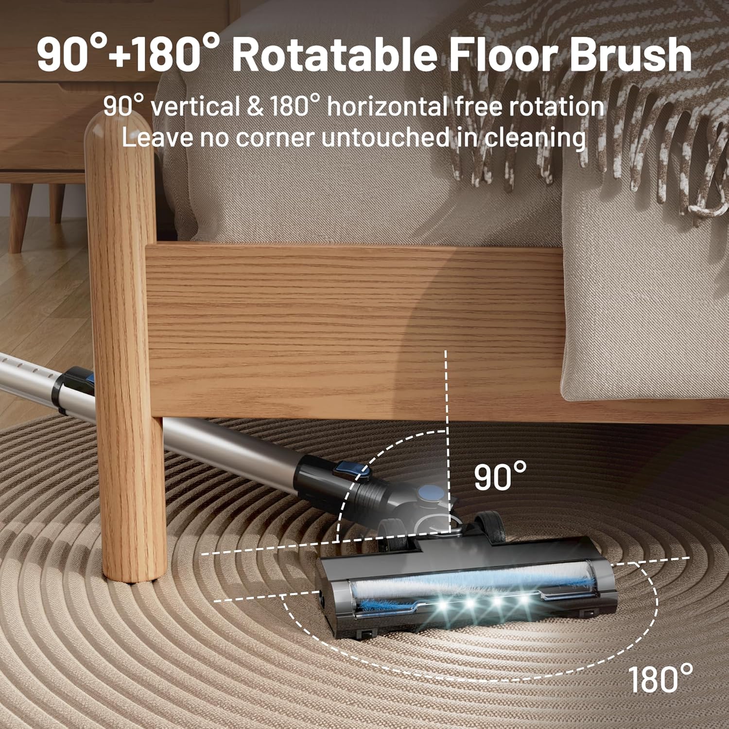 VIPSUN Cordless Vacuum Cleaner - Lightweight 6-in-1 Stick Vacuum with LED Screen for Home Use | Powerful Suction for Carpets & Pet Hair