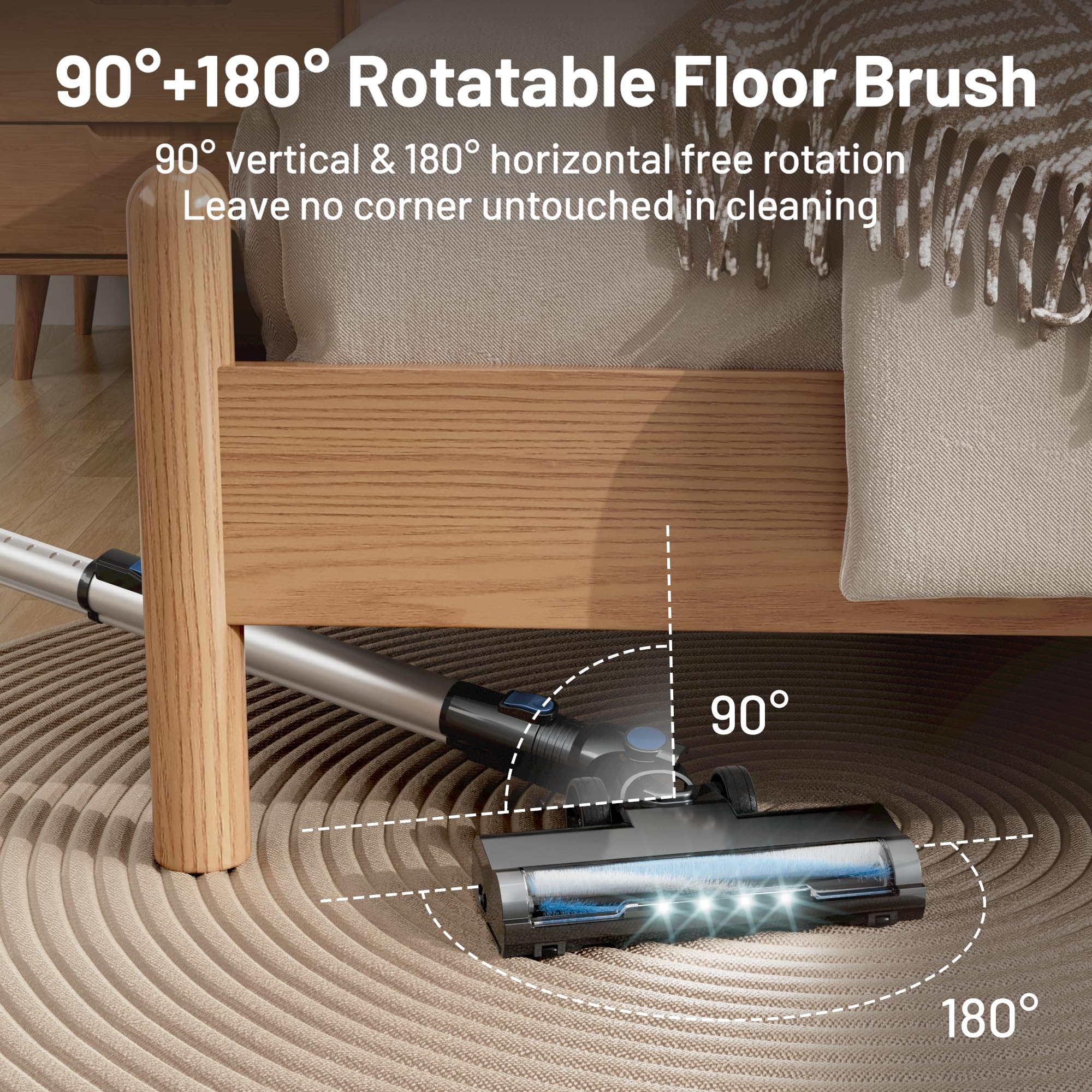 VIPSUN Cordless Vacuum Cleaner with Self-Standing, LED Screen Stick Vacuum Cleaners for Home, Lightweight Powerful Suction Vacuum, 6-in-1 Rechargeable Vacuum for Carpets, Pet Hair, Hardwood Floors