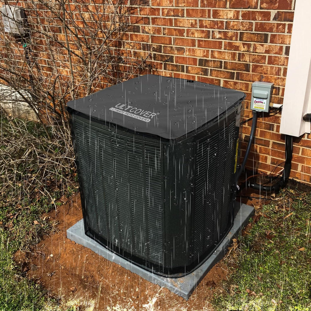 ULTCOVER Air Conditioner Defender Cover - 2 in 1 Full Mesh & Waterproof Fabric - Fits 30W x 30D x 32H Inch Units, Black