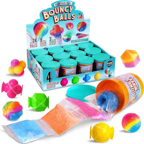 FunKidz Bouncy Ball Kit - Colorful Magic Bouncing Ball Making Set | 12 Individual Bottles for Kids Ages 6+
